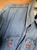 ◆リーバイス levi's◆デニムシャツ 70's 80's 刺繍入り 70年代 80年代 XL ハワイ 椰子の木 ハイビスカス_画像7