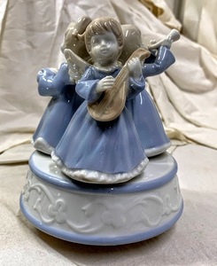  Showa Retro that time thing antique manner ceramics pretty 3 person. Angel / angel /... doll music box! exist love. poetry Seto Novelty used collection 