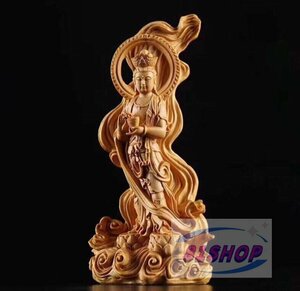 「81SHOP」渡海観音菩薩像★木彫り 仏像★新入荷★招財開運★鎮宅辟邪★精密細工