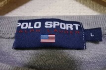 90's POLO SPORT ポロスポーツ スウェット size L グレー カレッジロゴ 香港製_画像3