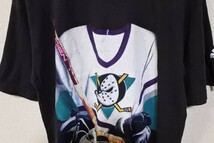 90's NHL STARTER Anaheim Ducks Vintage Tee size M USA製 アナハイムダックス Tシャツ ブラック_画像5