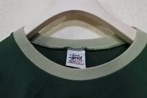 90's OLD STUSSY Vintage Tee size 12 OZ製 オールド リンガー Tシャツ 緑 グリーン 白タグ_画像2