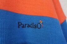 Paradiso パラディーゾ ウール ニット セーター size L オレンジ×ターコイズ×生成り 日本製 ゴルフ_画像5