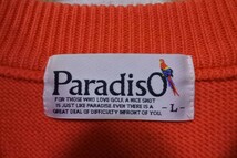 Paradiso パラディーゾ ウール ニット セーター size L オレンジ×ターコイズ×生成り 日本製 ゴルフ_画像7