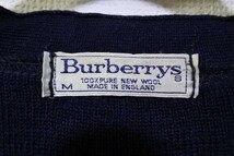 Burberrys バーバリー ウールニット カーディガン エルボーパッチ size M ネイビー 英国製 ビンテージ_画像3