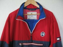 90's TOMMY HILFIGER ナイロンジャケット パーカー プルオーバー 袖ロゴ size L マルチカラー_画像3