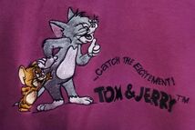 80's-90's TOM＆JERRY トムとジェリー スウェット トレーナー size L グレープ パープル系 刺繍_画像2