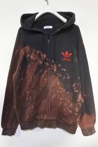 80's adidas アディダス デサント スウェット パーカー size L ブラック ブリーチ加工