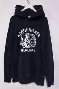 00's A BATHING APE BAPE GENERALS Hoodie size M エイプ スウェット パーカー ブラック