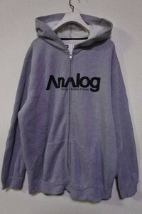 00's Analog アナログ ジップアップ スウェット パーカー size L グレー バートン