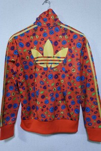 adidas Originals トラックジャケット ジャージ size M オレンジ 花柄 総柄 トレフォイル