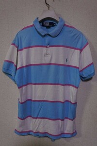 90's Polo by Ralph Lauren ラルフローレン 半袖 ポロシャツ size M USA製 マルチボーダー柄 希少色