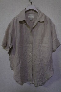 90's BANANA REPUBLIC オールドバナリパ 半袖 オープンカラーシャツ size S アイリッシュリネン 生成り