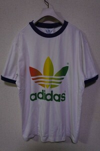 80's-90's adidas Rainbow Vintage Tee size O アディダス レインボー リンガー Tシャツ ビンテージ