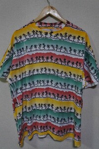 80's-90's Unknown Rasta Vintage Tee size L-XL ボックスシルエット ラスタ Tシャツ 総柄 ビンテージ