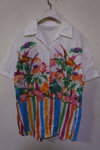 80-е-90-е годы христианские Диорты тропические рубашки размер M Кристиан Dior Open Color Рубашка цветочный рисунок редкий