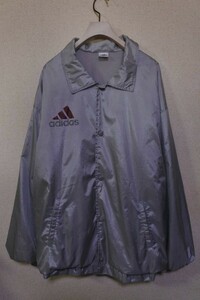 90's adidas アディダス デサント コーチジャケット スナップボタン size L-O シルバー グレー 希少