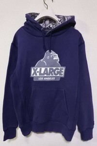 X-LARGE エクストララージ スウェット パーカー リバースタイプ size S ネイビー ビッグロゴ ラジカセ