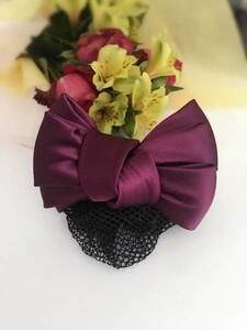 (053) popular ribbon design net attaching hair clip girl lady's work party *. industry go in .* presentation (1. purple )
