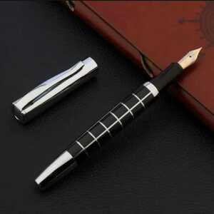  new goods ultra elegant fountain pen simple . writing brush writing implements .. pen black silver design 6