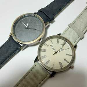 新品　腕時計　シンプル　カジュアル　黒とアイボリーのセット　1