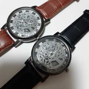 新品　激渋　腕時計　スケルトン　黒と茶色のセット　7