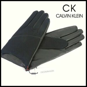 新品 1円～ カルバンクライン 手袋 レディース 黒 21cm 羊革/毛100% 裏起毛トリコット CK CALVIN KLEIN【1076】