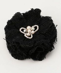  new goods Y7590 Area Free JIYUKU formal tweed corsage ceremony for women lady's black black . flower 