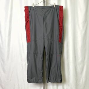 90s NIKE ナイロン パンツ L グレー×レッド イージー トラック マレーシア製 ナイキ 80s 00s Y2K 古着 オールド ビンテージ