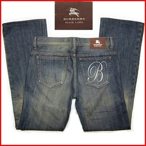 即決★BURBERRY BLACK LABEL★メンズW73≒79cm ブーツカット デニム バーバリーブラックレーベル 廃盤 希少 インディゴ ジーンズ 三陽商会