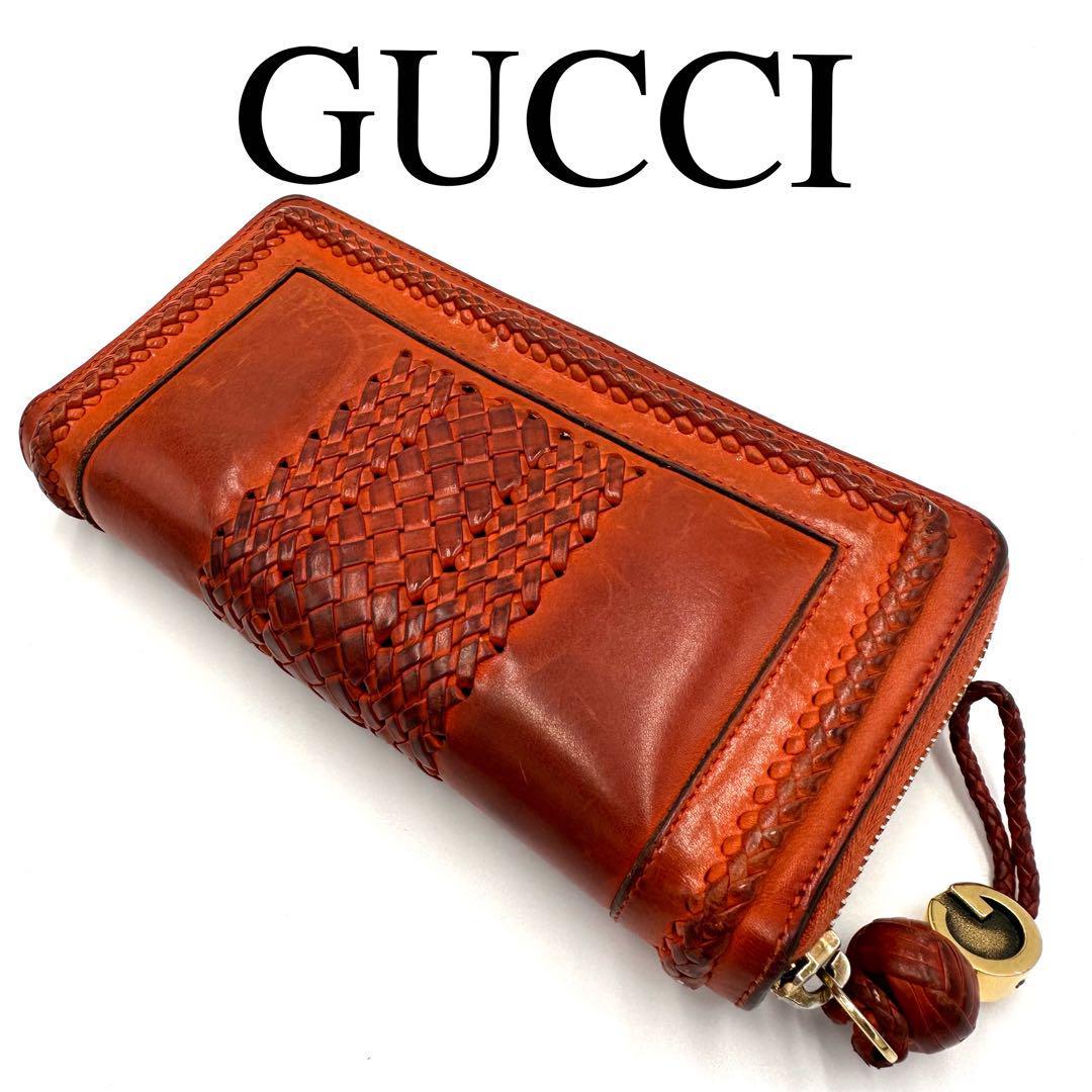 廃盤品/付属品あり極 GUCCI ウーブンウェブ 刺繍 グッチ 長財布 ...