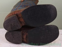 T777◆USA製【Anderson bean Boot Company】ビンテージ 高級ウエスタンブーツ 良い味 茶×アオ メンズ 26cmくらい_画像4