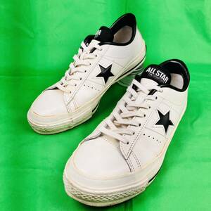 即決 日本製 約25cm converse ONE STAR J レザー ホワイト コンバース ワンスターJ メンズ スニーカー