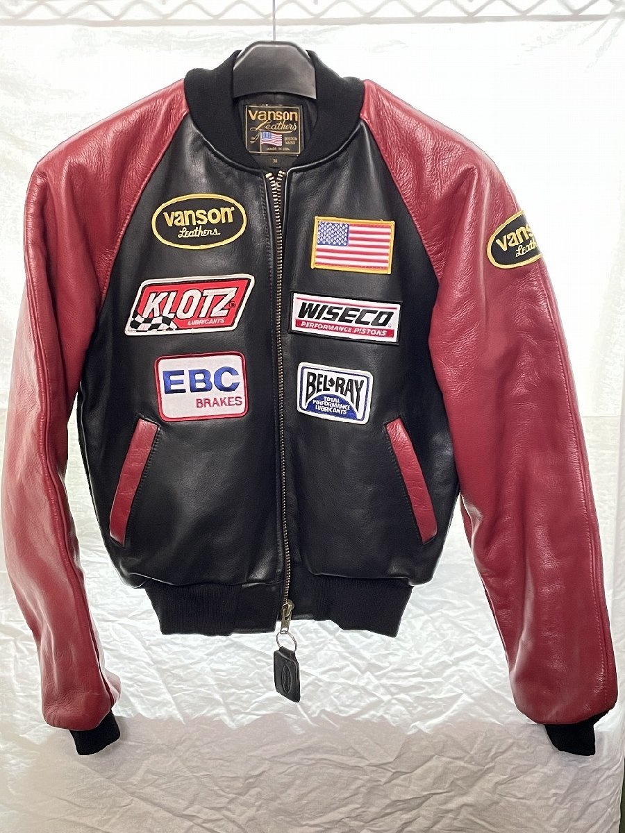 b新品□VANSON/バンソン スターパンチングJKT・赤・34 自動車 ...