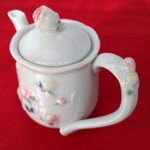 Belart ベルアート ポット 陶器 白磁 ローズ バラ ばら 薔薇　約　全体の高さ12cm 取手注ぎ口を含めた最大幅15.5 容器のみの最大幅8 内径5_画像5