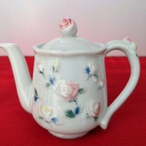 Belartbe lure to pot ceramics white porcelain rose rose .. rose approximately whole. height 12cm handle note ... including . most large width 15.5 container only most large width 8 inside diameter 5