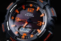 1円×3本【電池交換不要】【逆輸入】美しすぎるBlack×Orange新品未使用ＣasioカシオアナデジTough Solarタフソーラー100m防水オレンジ_画像7