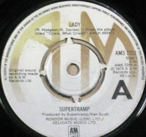 英シングル●SUPERTRAMP／Lady　商業的成功を獲得し始めた1975年の好ナンバー 45回転の魔力
