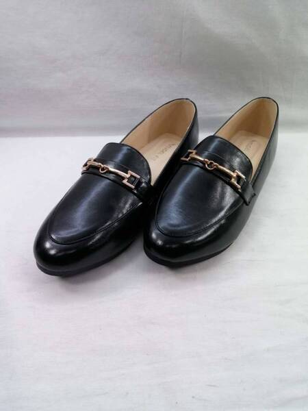 24.0cm B0221249 ブラック スムース Angel fit レディース フラット パンプス ラウンド・トゥ バレエ シューズ 20443-blk-smo-240