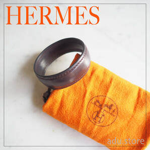 希少 美品★ エルメス HERMES レザー バングル スイフト カフェ ダークブラウン 茶系 レディース アクセサリー ジュエリー ブレスレット