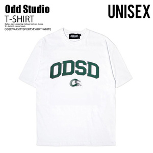 ■新品■ODD STUDIO/オッドスタジオ ODSD VARSITY SPORTS T-SHIRT ヴァーシティ スポーツ Tシャツ■半袖T トップス 韓国■L■ホワイト■