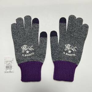  new goods Il Bisonte IL BISONTE knitted glove gloves Logo knitted glove made in Japan men's for man gray purple domestic regular man baison