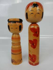 【郷土玩具】伝統こけし 工芸品 在銘 作家物 弥治郎 新山 学/蔵王 敦夫 2本まとめて！レトロ 中古品 JUNK！ 現状渡し 一切返品不可で！