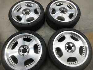 社外 ディッシュ アルミ 18インチ 18X8J +43 4H/5H PCD114.3・2021年製 225/40ZR18 MINERVA タイヤ付 4本 AZR60