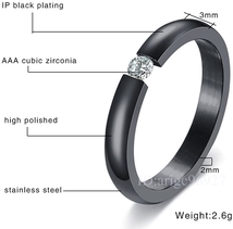 I904★ブランド 人気 レディース 指輪 ブラック リング ステンレス シンプル ダイヤモンド キラキラ_画像2