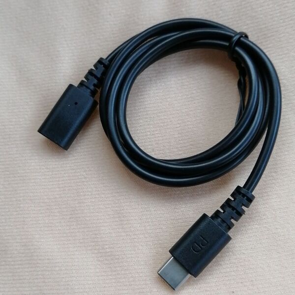 超急速PD充電対応 type-c 延長ケーブル 白と黒セット