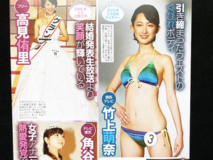 切り抜き 2P■竹上萌奈・高見侑里・伊藤弘美・内田嶺衣奈・角谷暁子・柴田阿弥・新井恵理那/女子アナ/ミスコン/水着・ドレス　J17