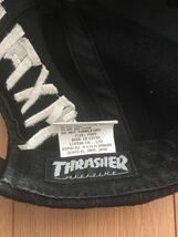 即決送料無料限定レアTHRASHER スラッシャーSIX flagsシックスフラッグスCAP黒中古キャップ帽子 Supreme ニューエラスカルスケート_画像3