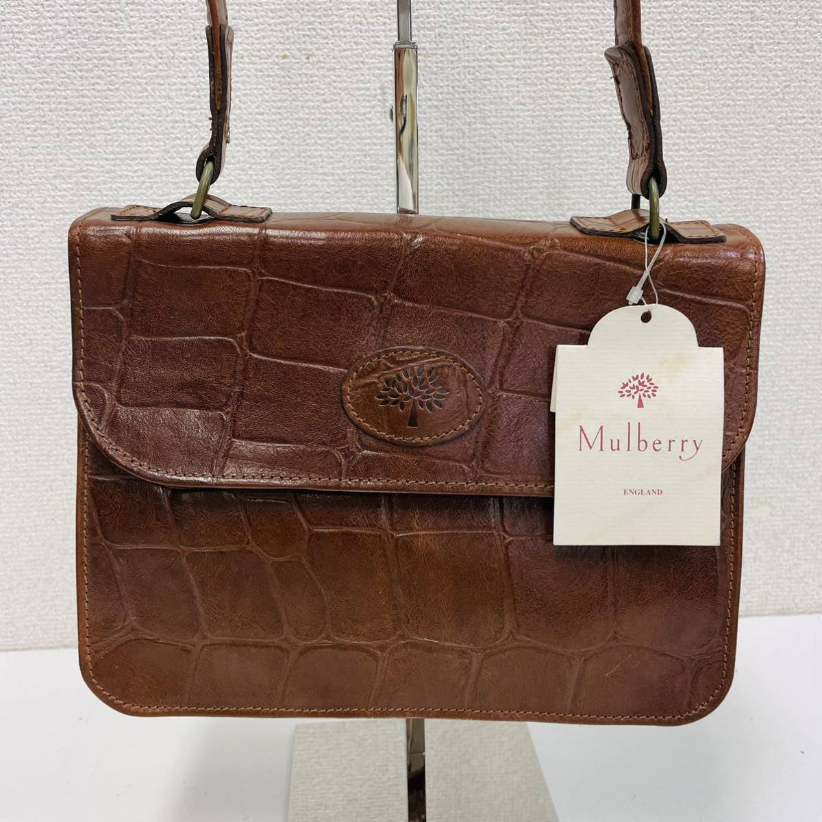 マルベリー ショルダー Mulberry クリフトン ラズベリー クロコ 【高知