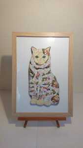 Art hand Auction Woodwork (cute flower kitten), handmade works, interior, miscellaneous goods, ornament, object